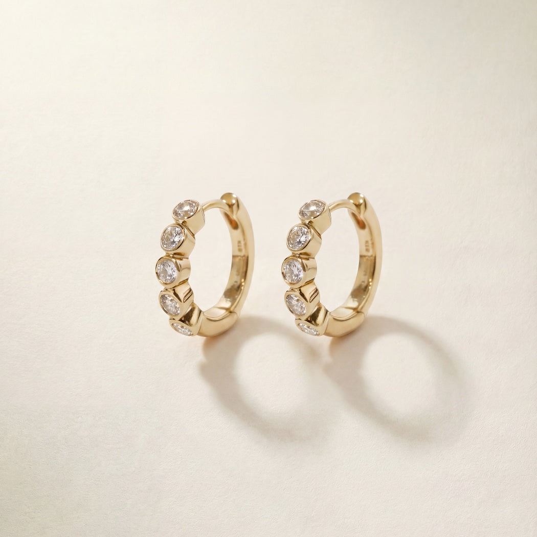 Form Bezel Diamond Huggies