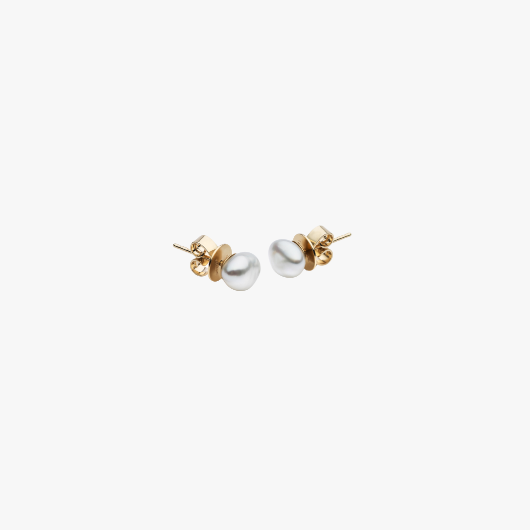 9kt white and yellow gold Keshi Ke Shi stud earrings