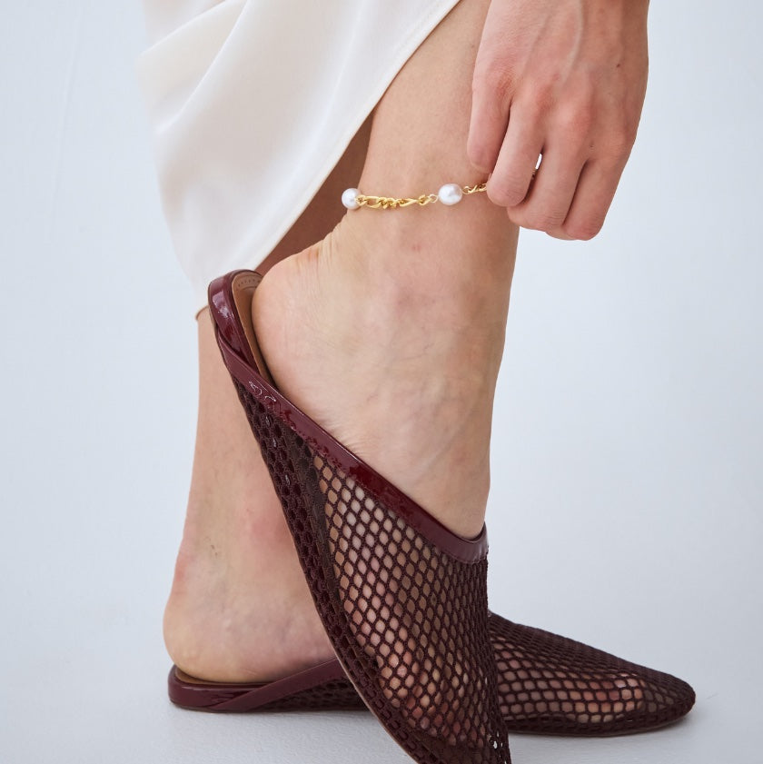 Figaro Anklet and bracelet in yellow gold – South Sea pearl, Autore Moda