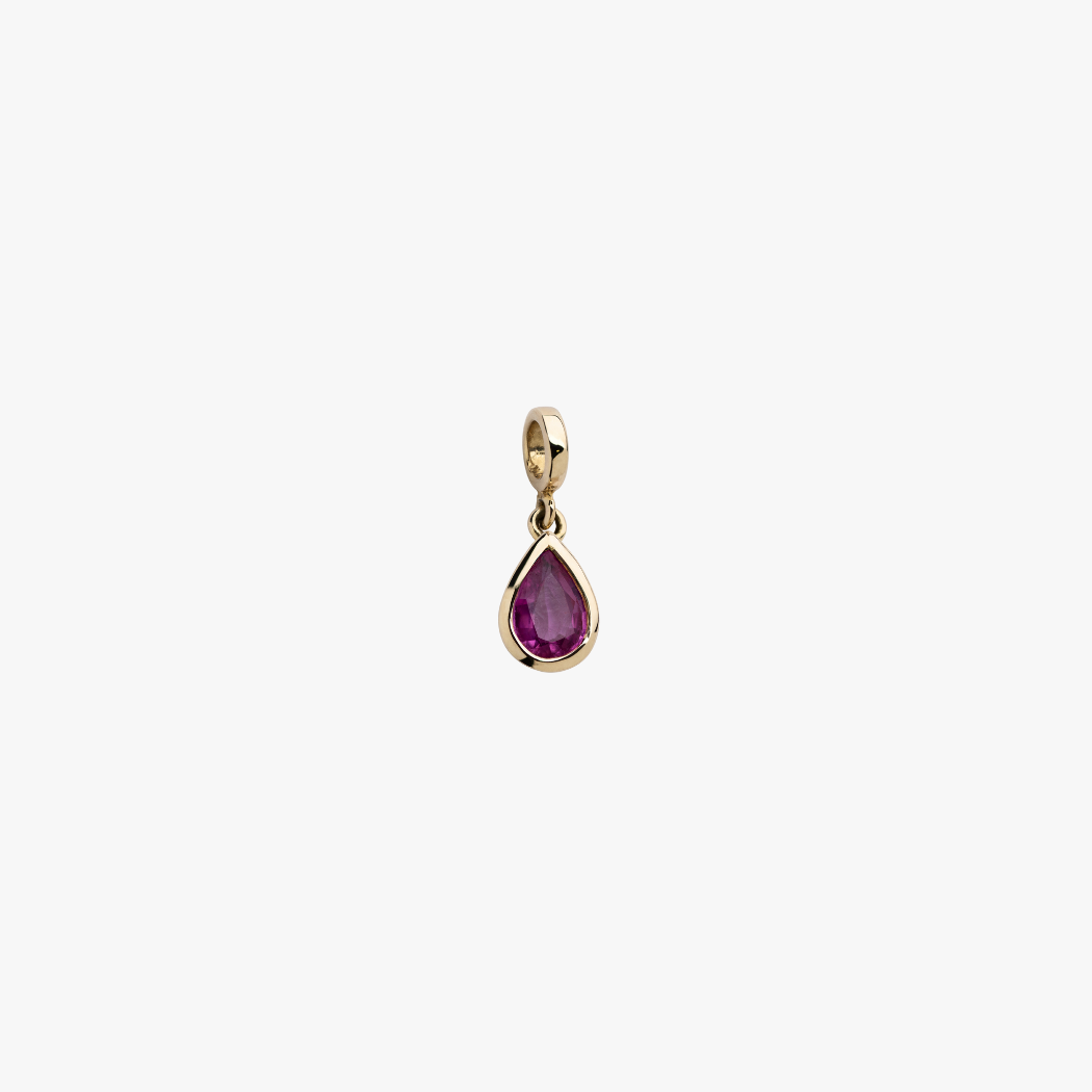 Bezel set Pink Sapphire charm with 9k solid gold hinged clasp for personalising your own necklace or bracelet.