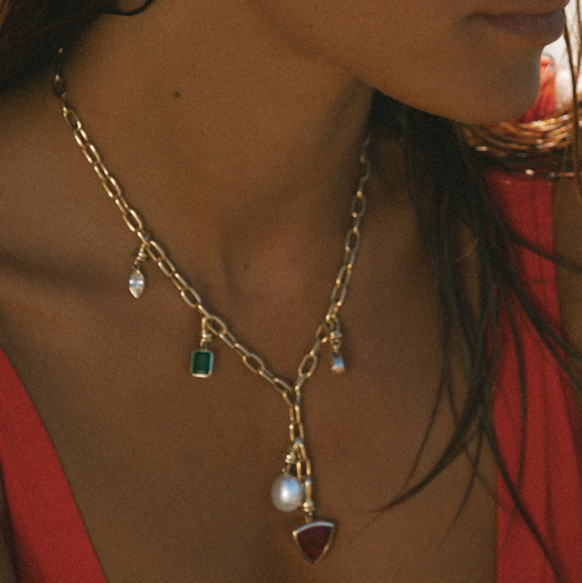 Paperclip Lariat Chain Necklace – 9k solid gold lariat chain, Autore Moda