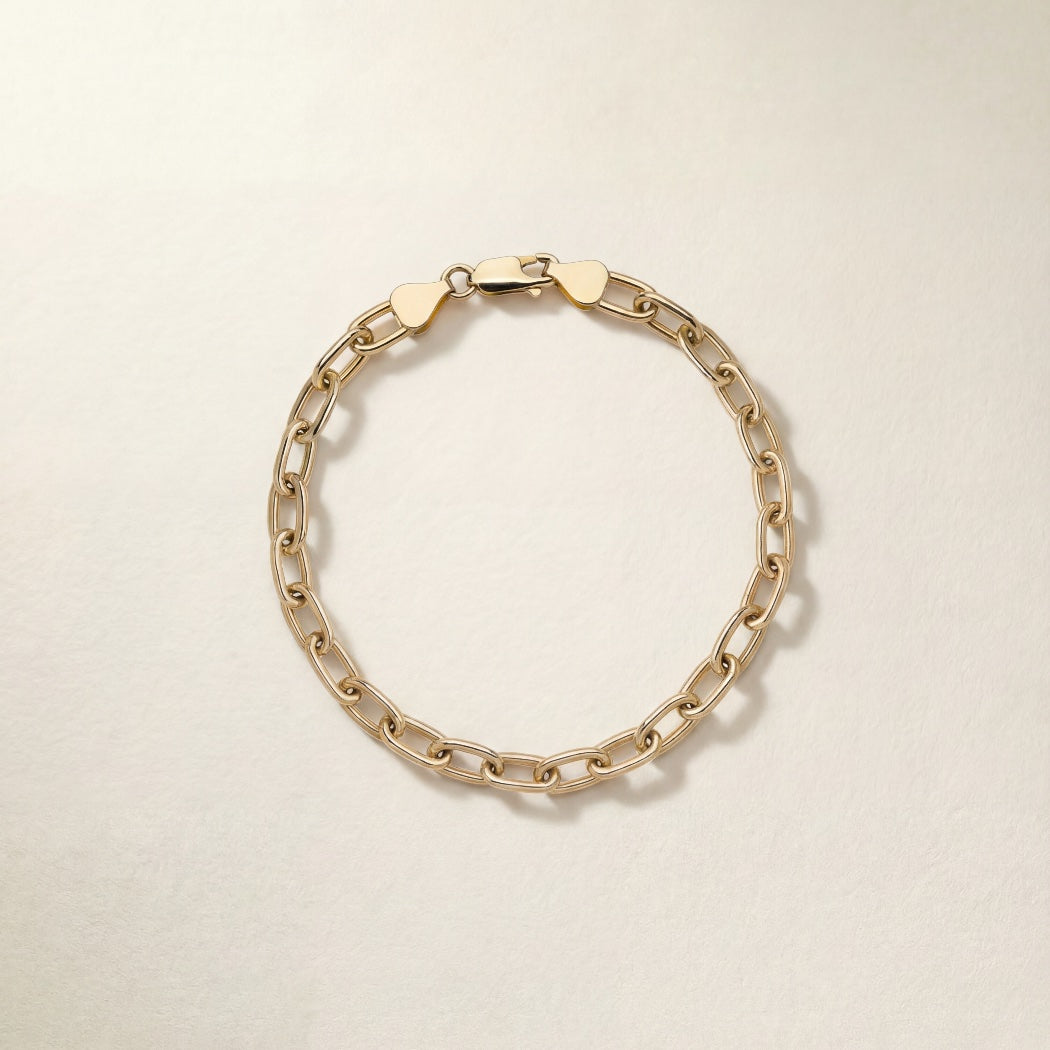 Paperclip Chain Bracelet – 9k solid gold chain bracelet, Autore Moda