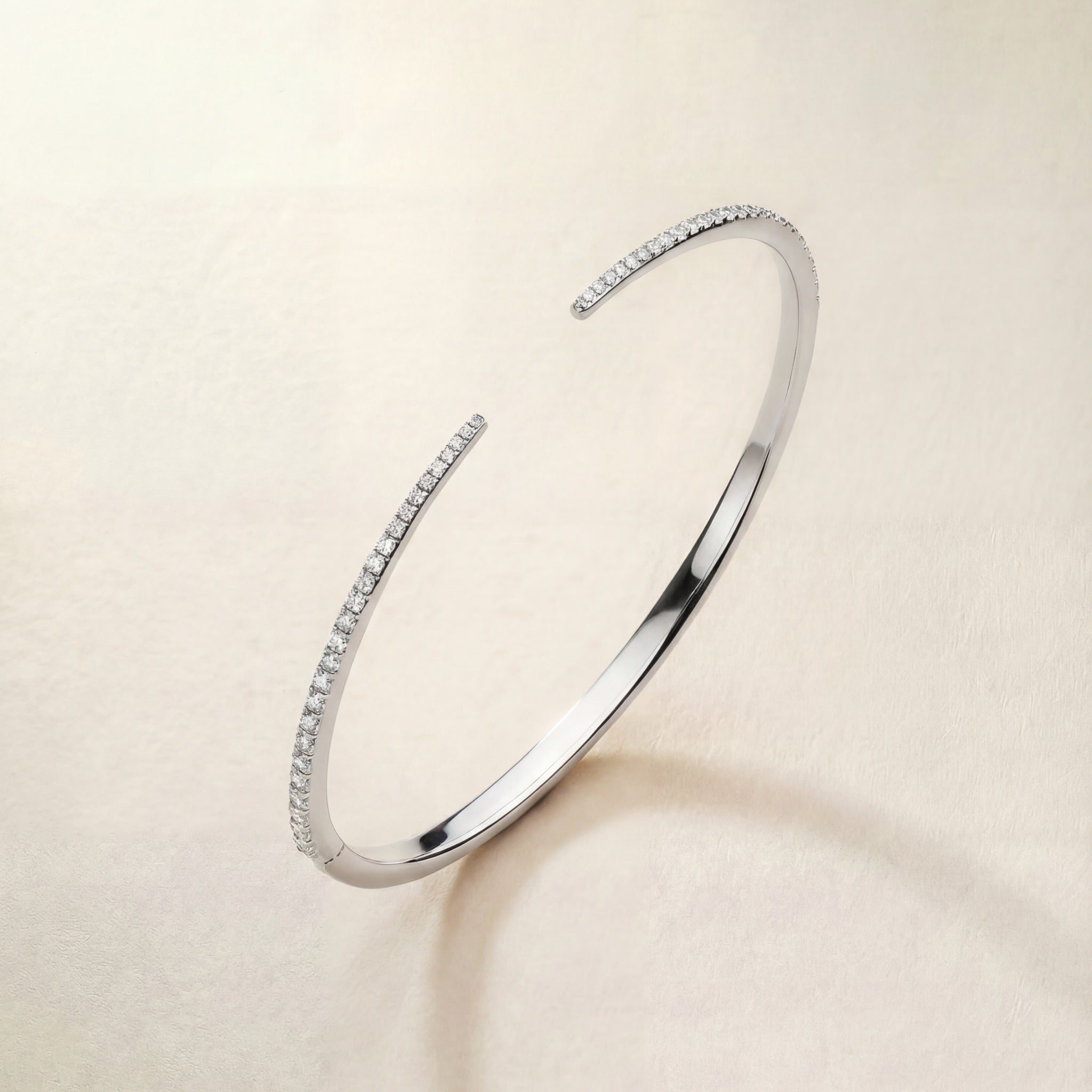 9k Solid Gold Pincer Bangle – white diamond bangle, Autore Moda