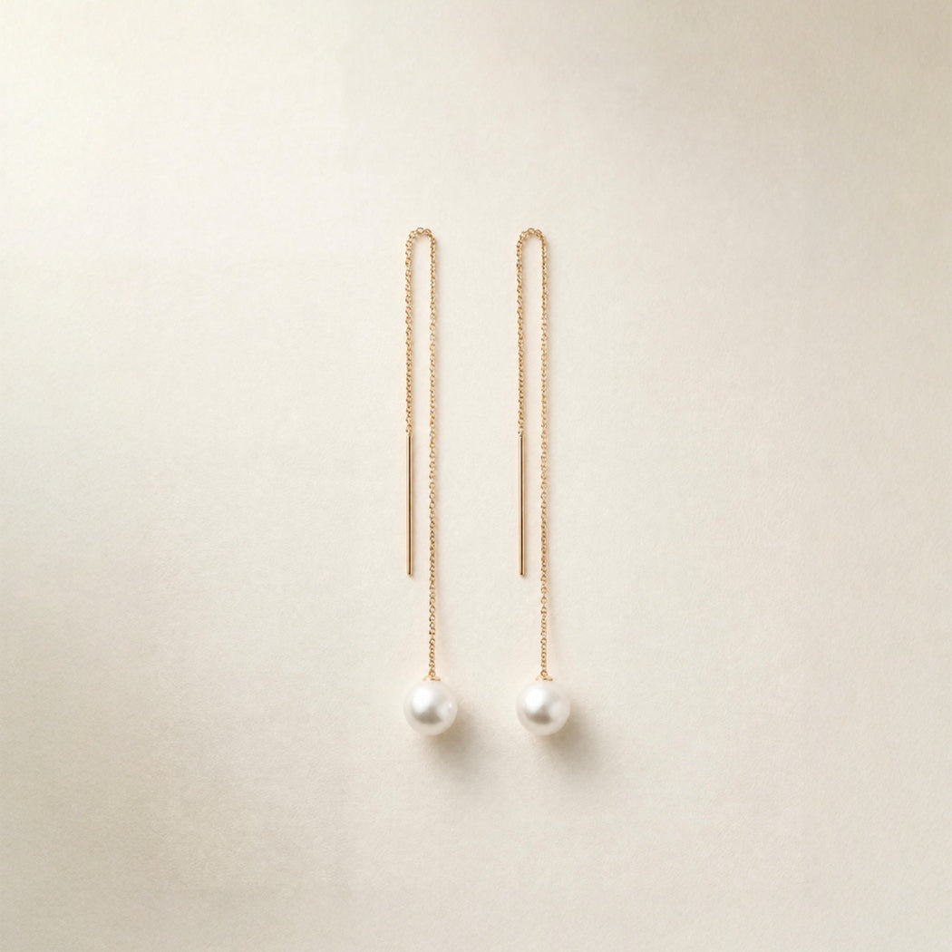 Ali Earrings – South Sea pearl threader earrings, Autore Moda