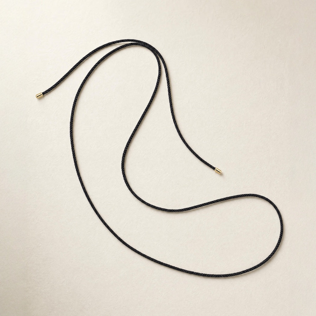 Braided Cord Necklace – yellow gold braided cord lariat necklace, Autore Moda