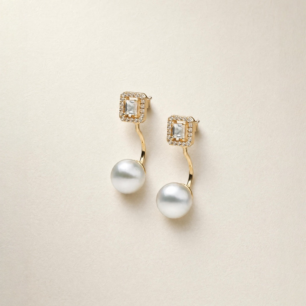 Meaghan Earrings – South Sea pearl and sapphire earrings, Autore Moda