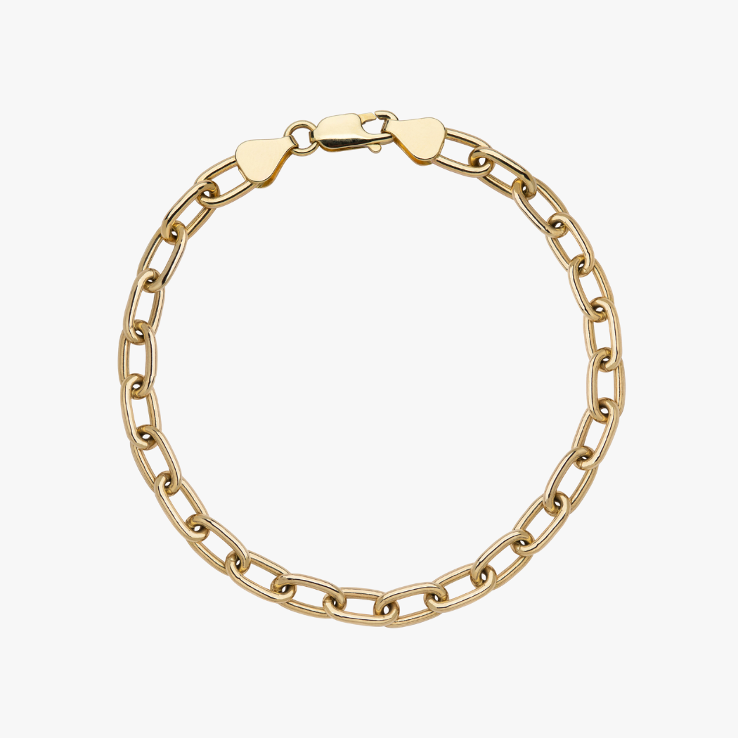 9k solid gold paperclip chain bracelet made for mixing and matching charms.