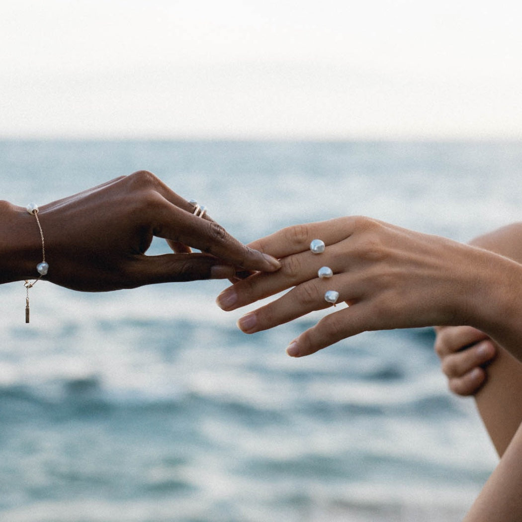 9k Solid Gold Sophia Ring – Keshi South Sea pearl ring, Autore Moda