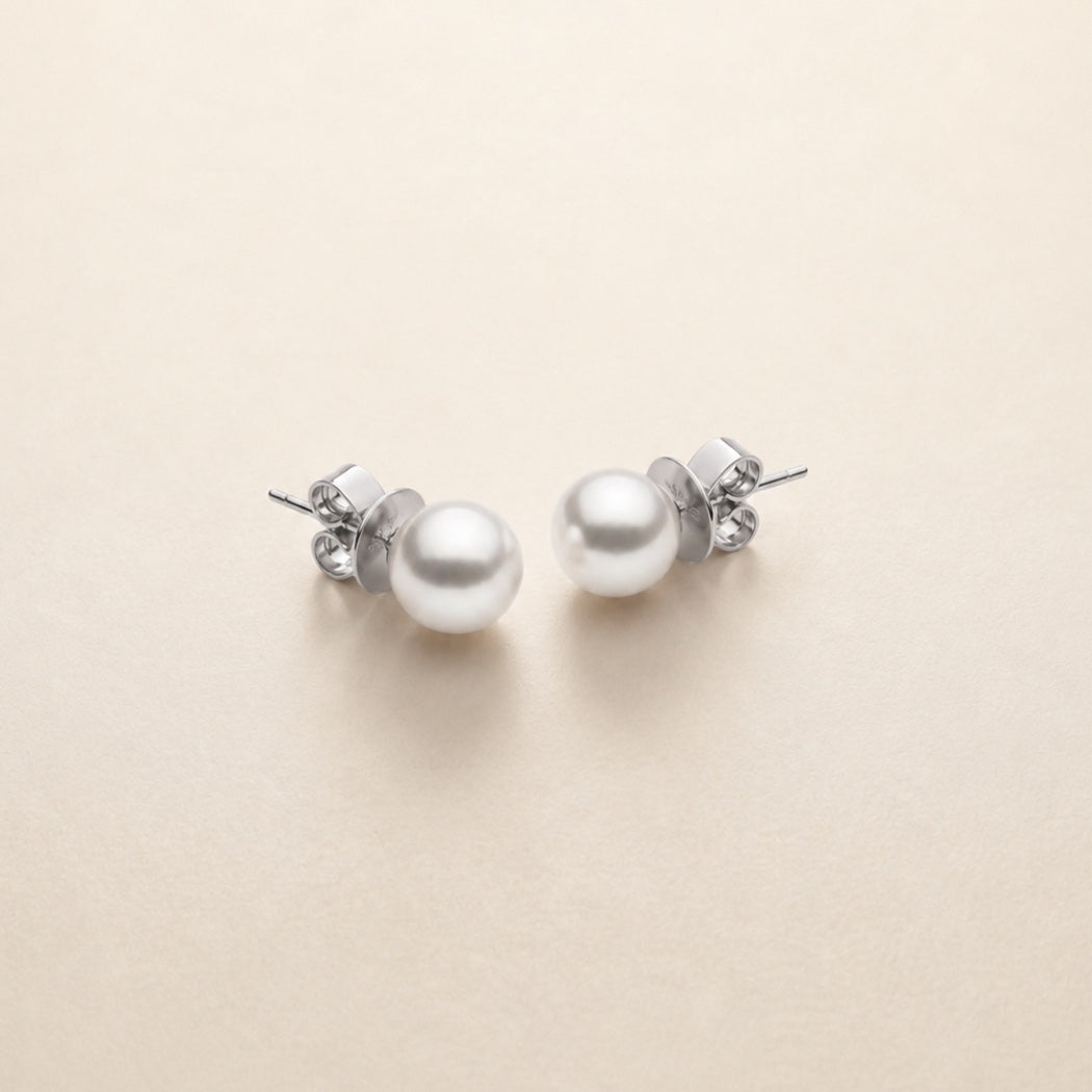 Valentina Studs – South Sea pearl stud earrings with white gold posts, Autore Moda