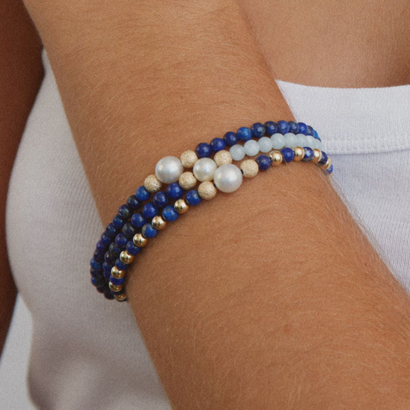 Single Pearl Alternating Coloured Bead Bracelet