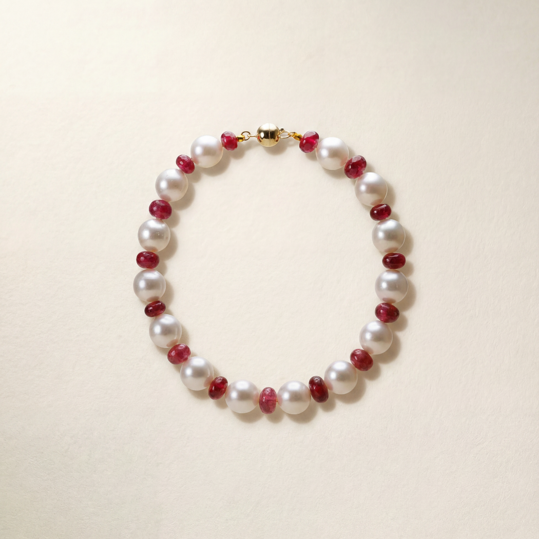 South Sea Pearl & Red Spinel Bracelet