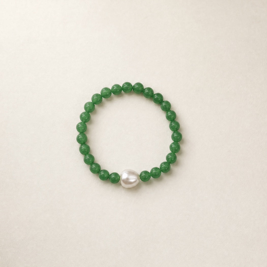 Aventurine & Pearl Bead Bracelet – South Sea pearl and aventurine bead bracelet, Autore Moda