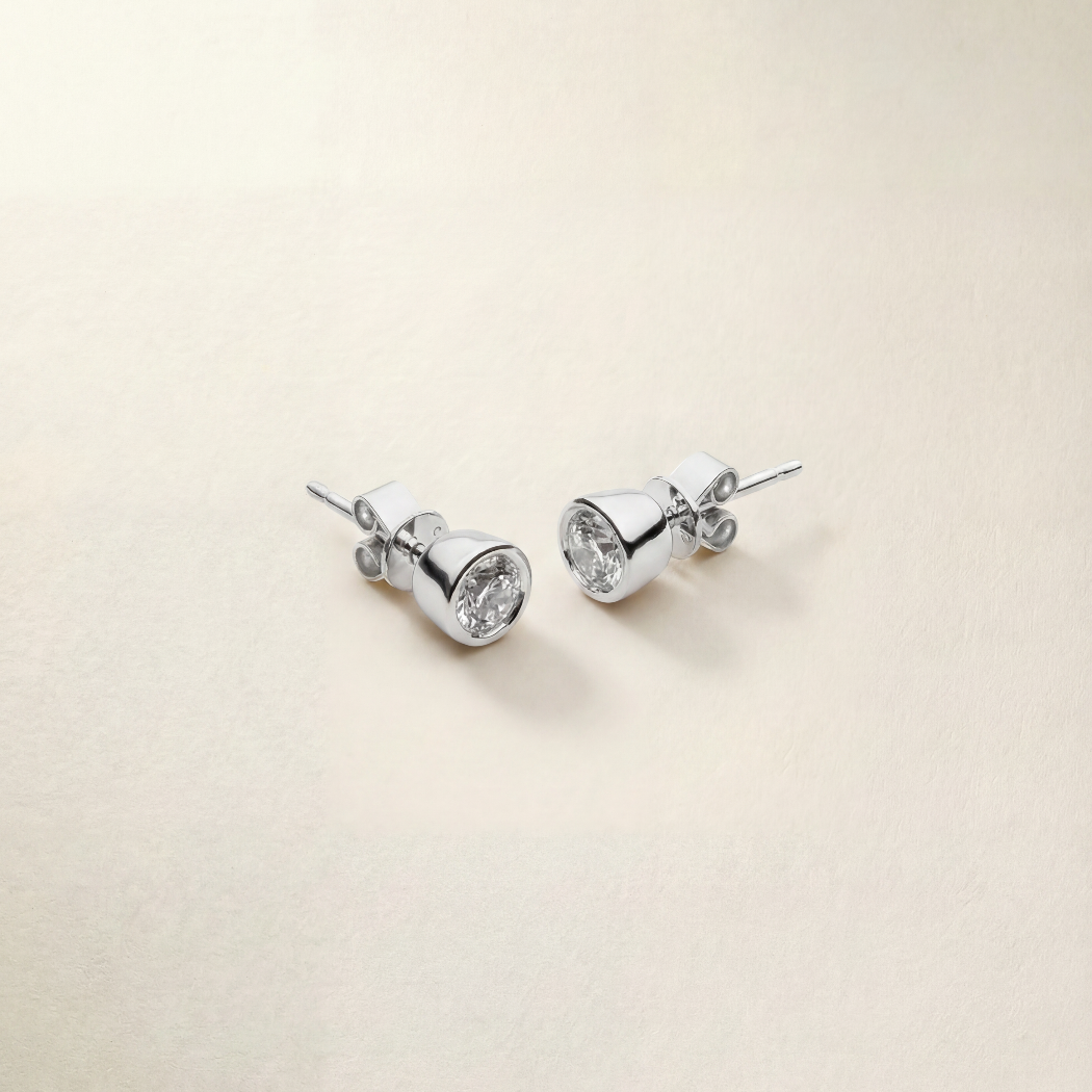 9k Solid Gold Bezel Studs