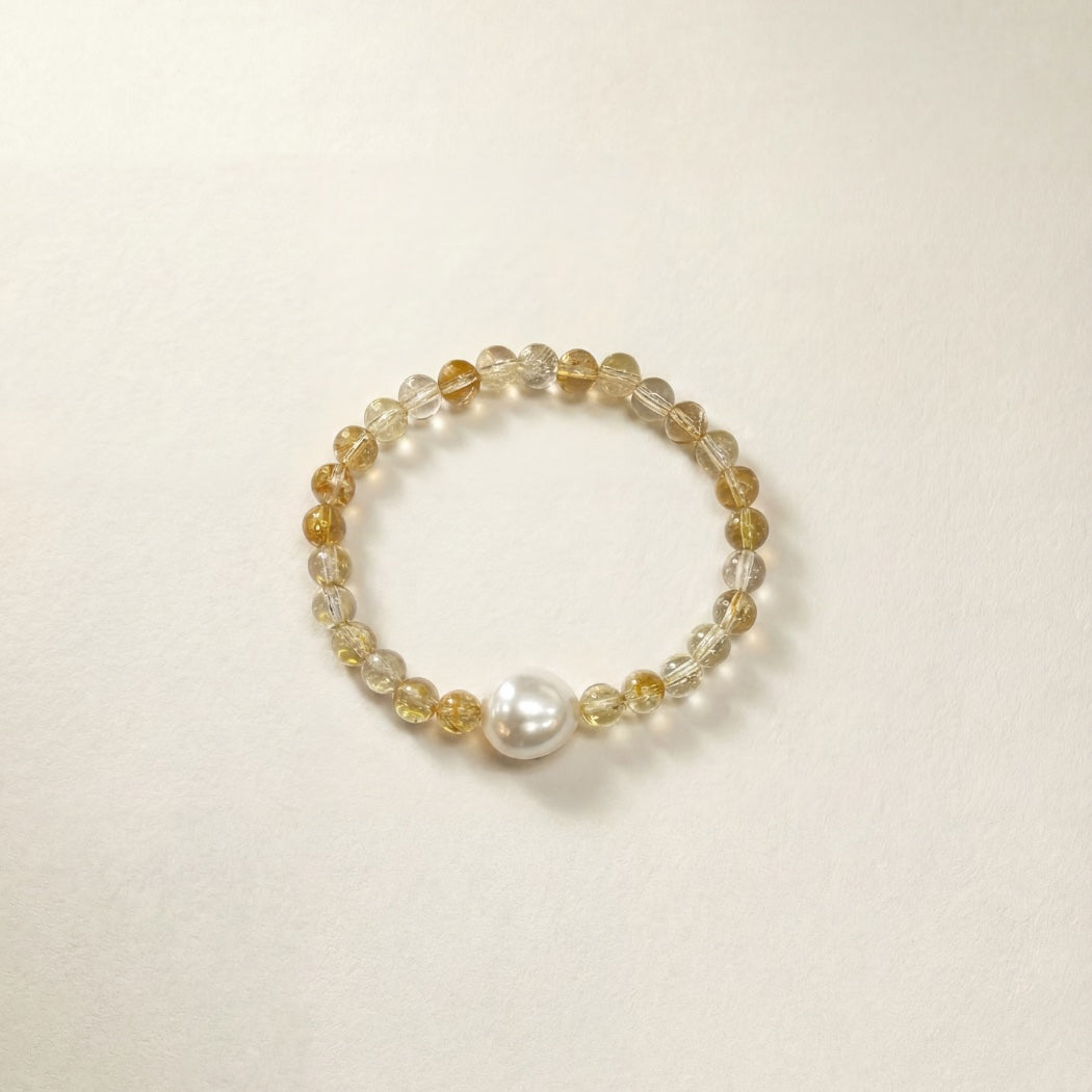 Citrine & Pearl Bead Bracelet – South Sea pearl and citrine bead bracelet, Autore Moda