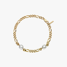 18k Gold Vermeil Italian-style chain anklet with South Sea pearls on a white background