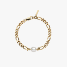 18k Gold Vermeil Italian-style chain bracelet with a South Sea pearl and lobster clasp on a white background