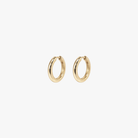 9k solid Gold hoop earrings on a white background