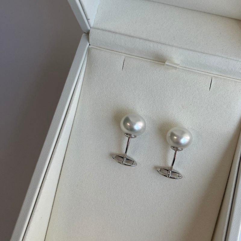 14mm White Gold Cuff Links