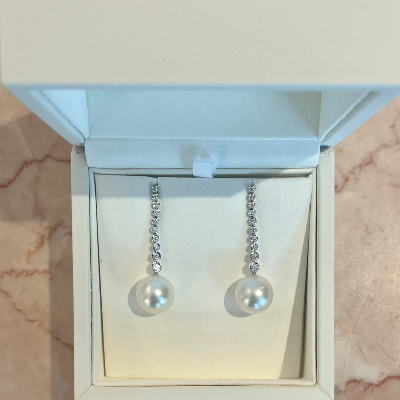 14mm Diamond Bezel Drop Earrings