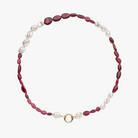 Handmade Keshi South Sea Pearl and Pink Tourmaline gemstone beaded necklace with 9kt gold hinged clasp for mixing and matching charms.