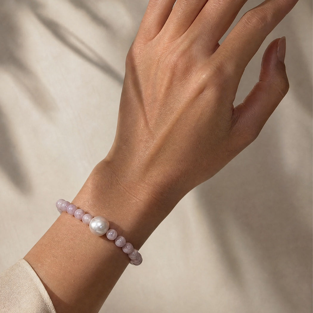 Kunzite & Pearl Bead Bracelet