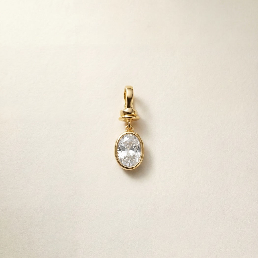 0.79ct Natural Oval Diamond Charm – 9k gold pendant charm, Autore Moda