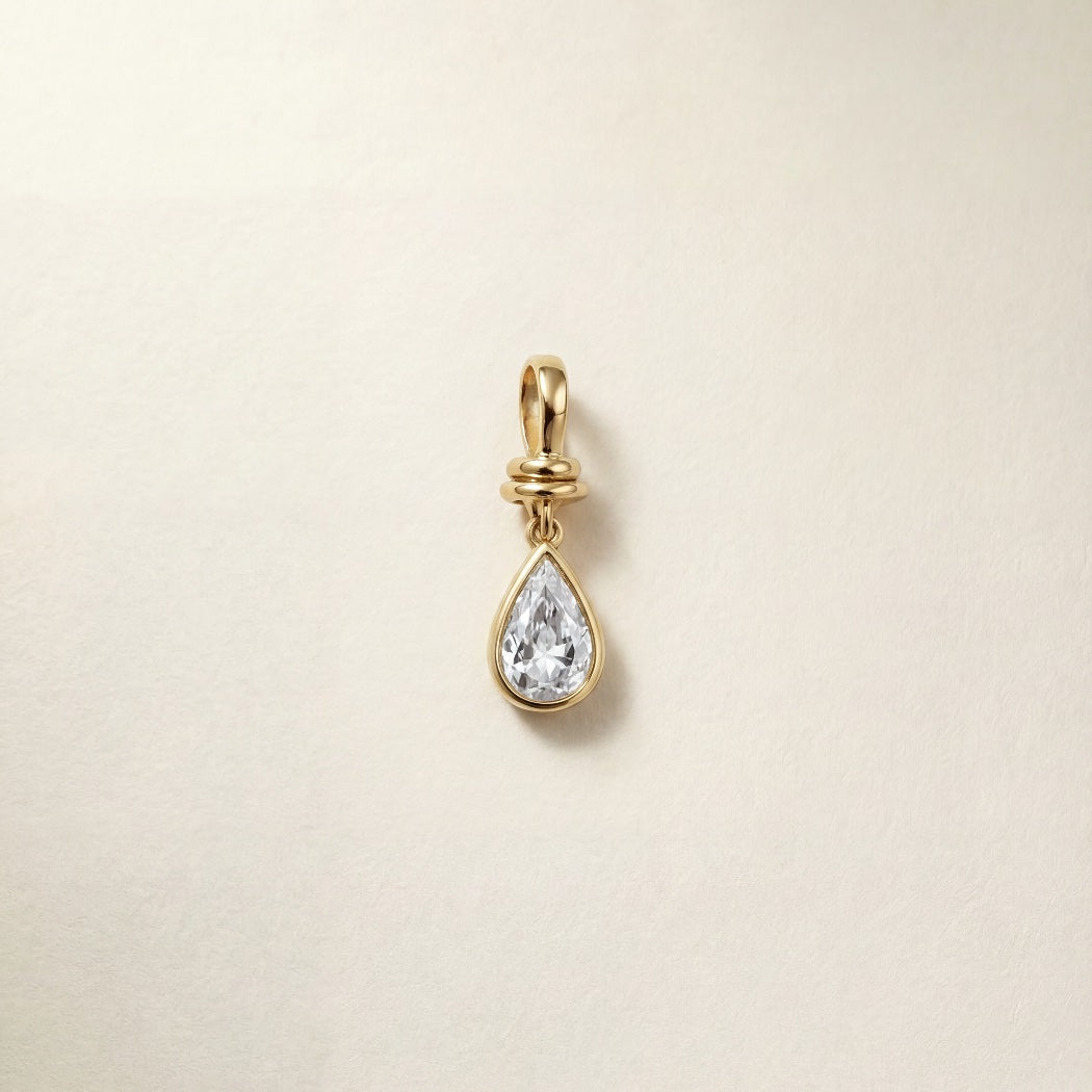 0.51ct Natural Pear Cut Diamond Charm – 9k gold pendant charm, Autore Moda