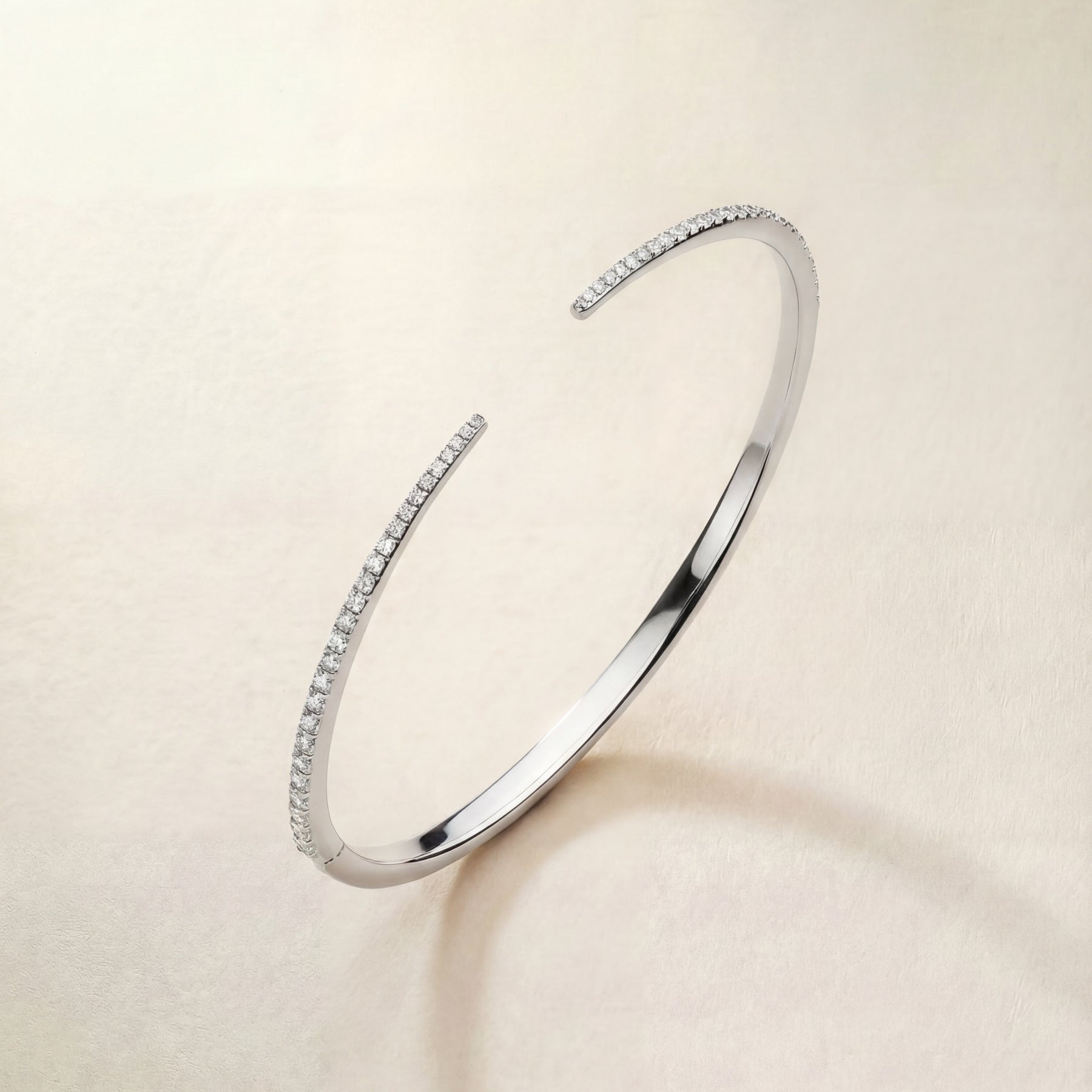 9k Solid Gold Pincer Bangle – white diamond bangle, Autore Moda