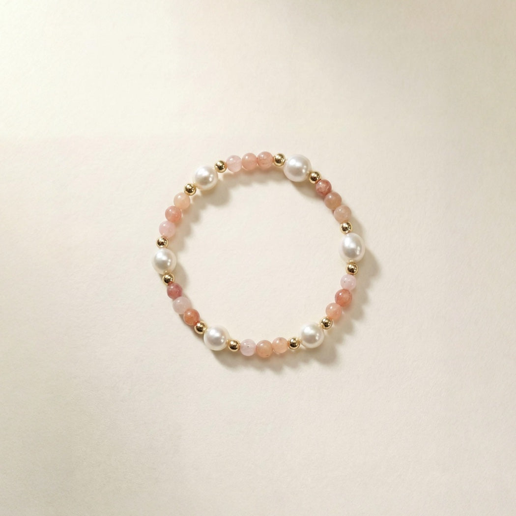 Pink Opal & Pearl Alternating Bead Bracelet – South Sea pearl and pink opal beads, Autore Moda