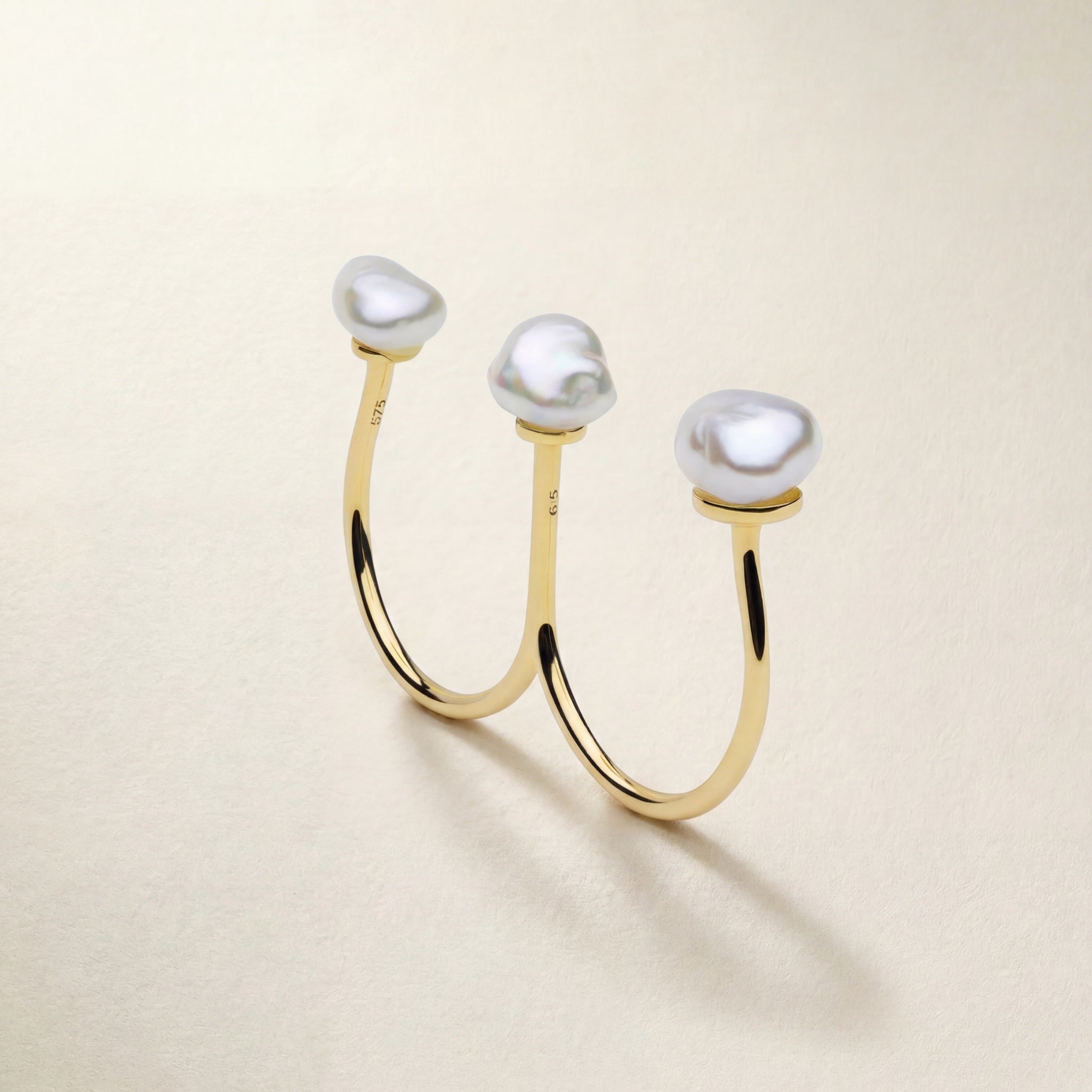 9k Solid Gold Sophia Ring – Keshi South Sea pearl ring, Autore Moda