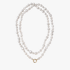 Handcrafted double row necklace of Keshi South Sea pearls with  9kt gold hinged clasp designed for personalising with your own charms.