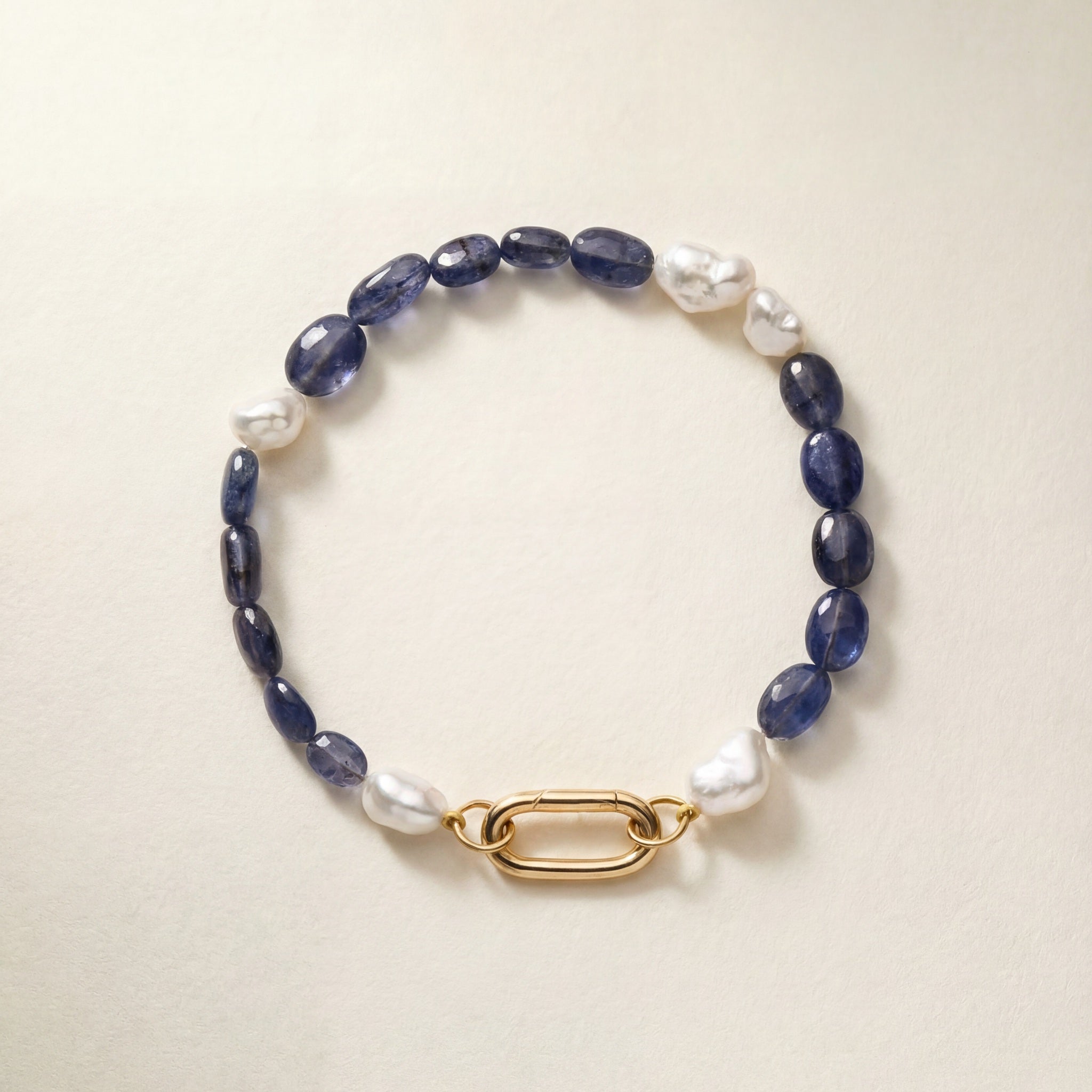 Keshi & Iolite Bracelet – 9k gold Keshi South Sea pearl and iolite bead bracelet, Autore Moda