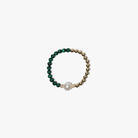 Malachite and Gold Bead Bracelet with 12-13mm South Sea Pearl 