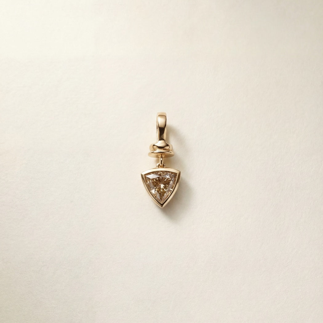 0.86ct Natural Trilliant Champagne Diamond Charm – 9k gold charm, Autore Moda