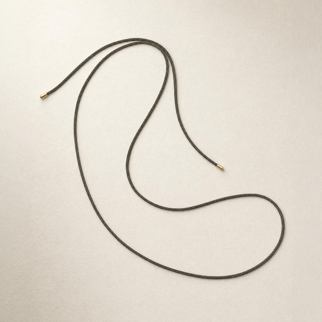 Braided Cord Necklace – yellow gold braided cord lariat necklace, Autore Moda
