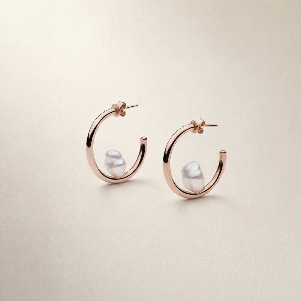 Camille Hoops – Keshi South Sea pearl hoop earrings, Autore Moda
