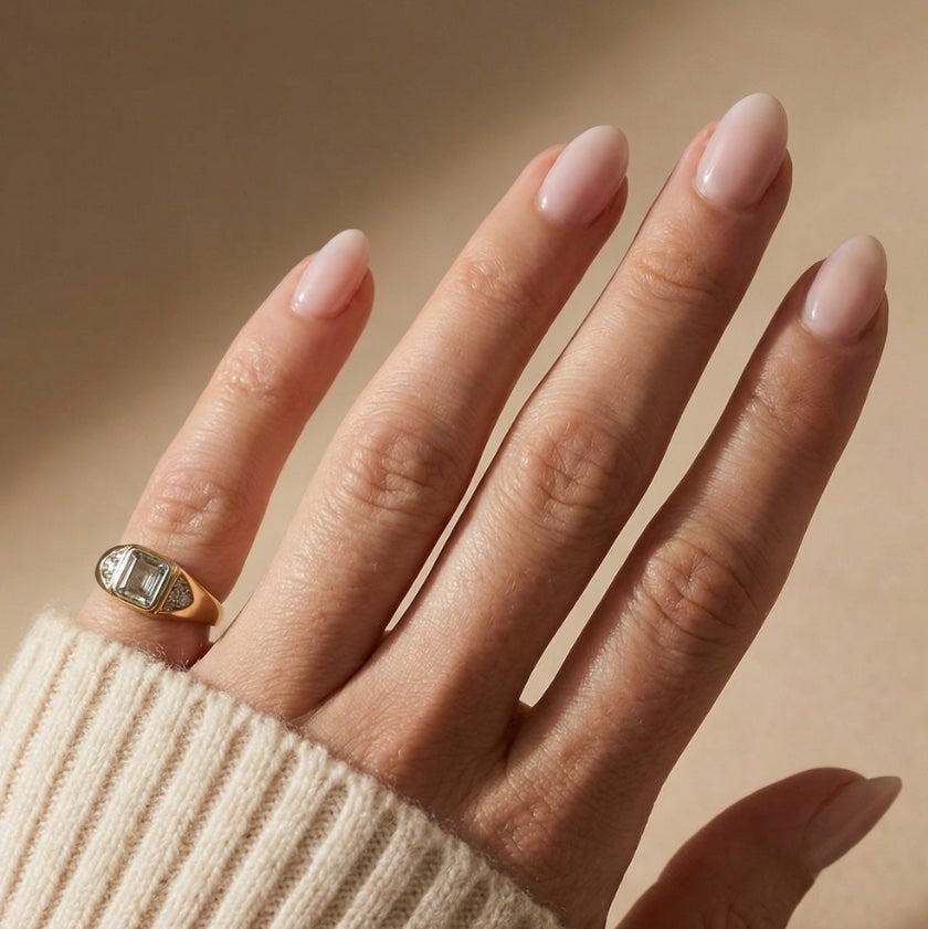 Diamond Signet Ring – 9k solid gold white diamond signet ring, Autore Moda