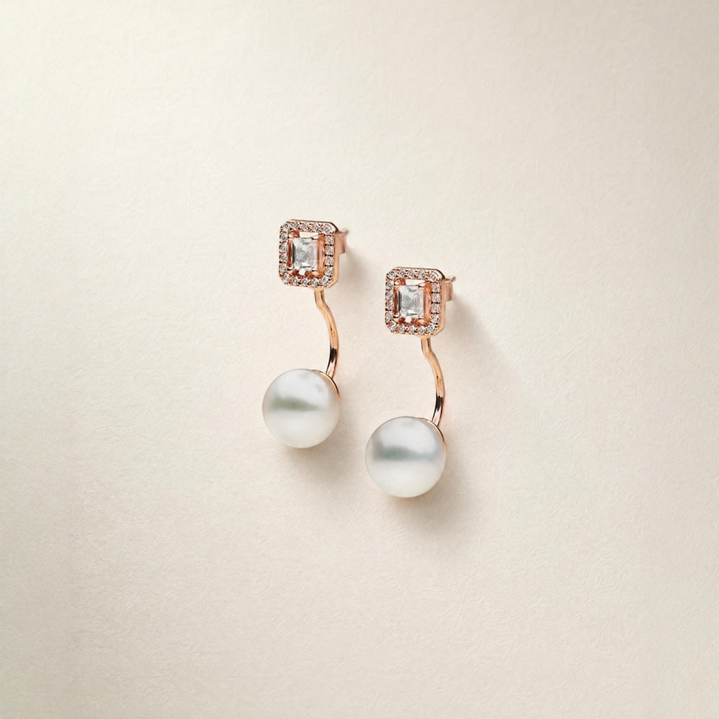 Meaghan Earrings – South Sea pearl and sapphire earrings, Autore Moda