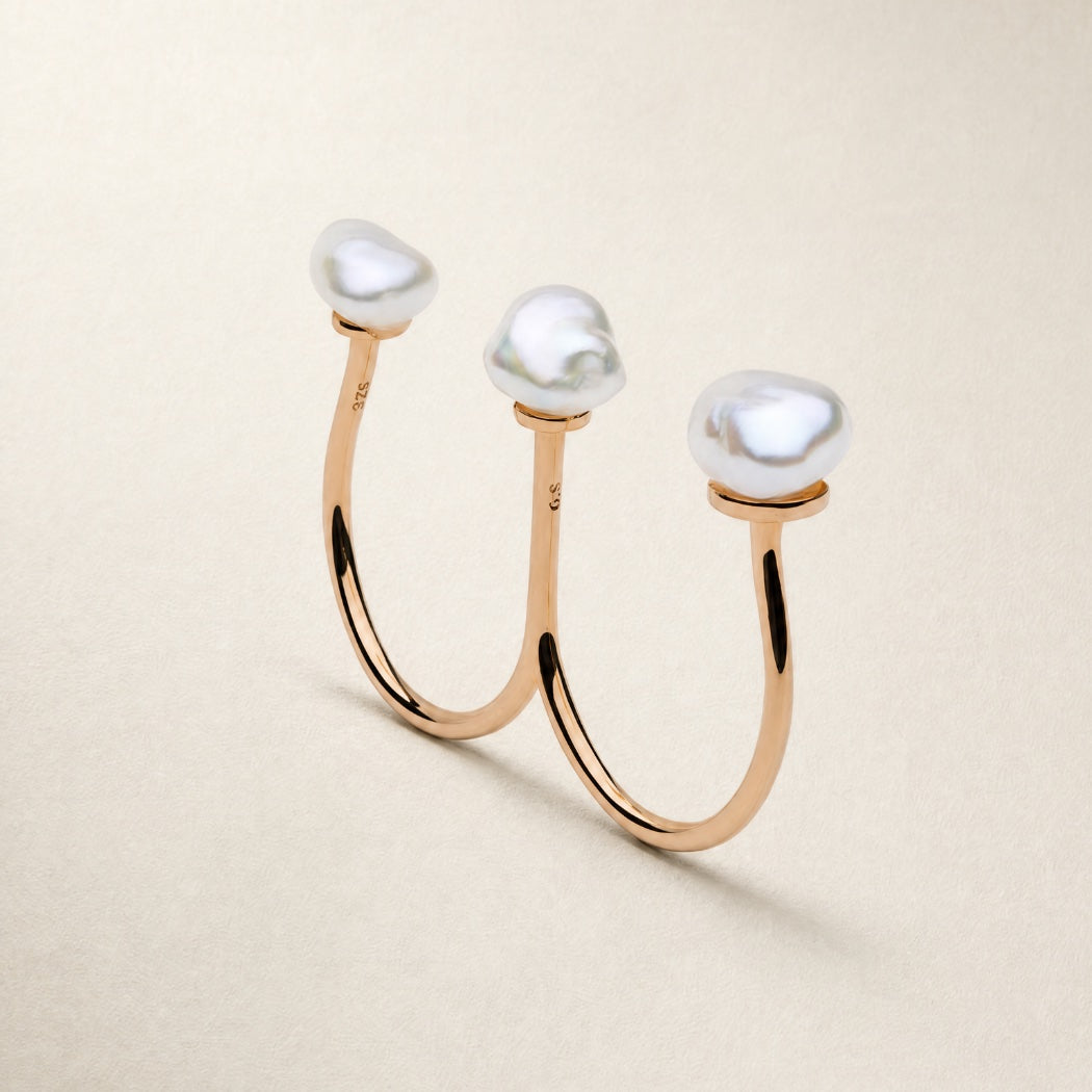 9k Solid Gold Sophia Ring – Keshi South Sea pearl ring, Autore Moda