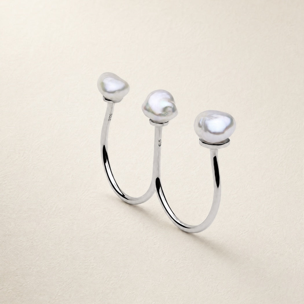 9k Solid Gold Sophia Ring – Keshi South Sea pearl ring, Autore Moda