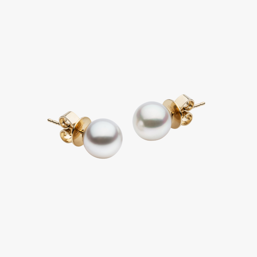 10mm South Sea Pearl Studs on 9k Yellow Gold