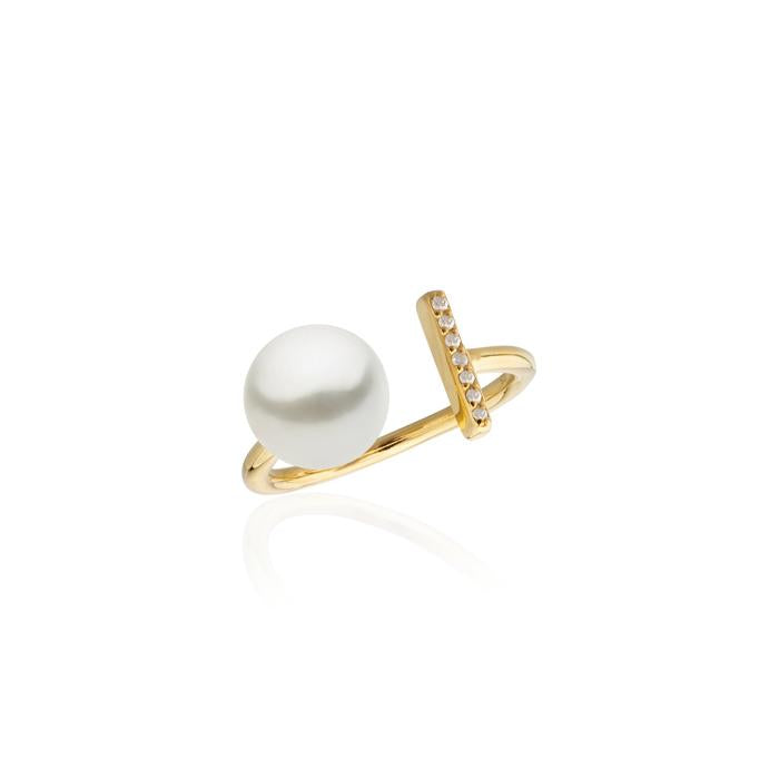 Ava Ring - 18k Gold, Diamonds, South Sea pearls